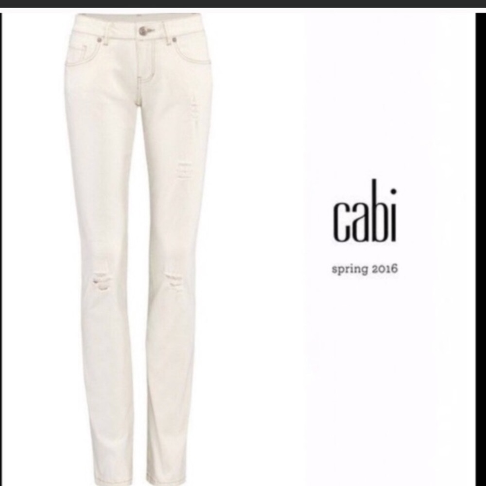 CAbi women’s white slim boyfriend jeans